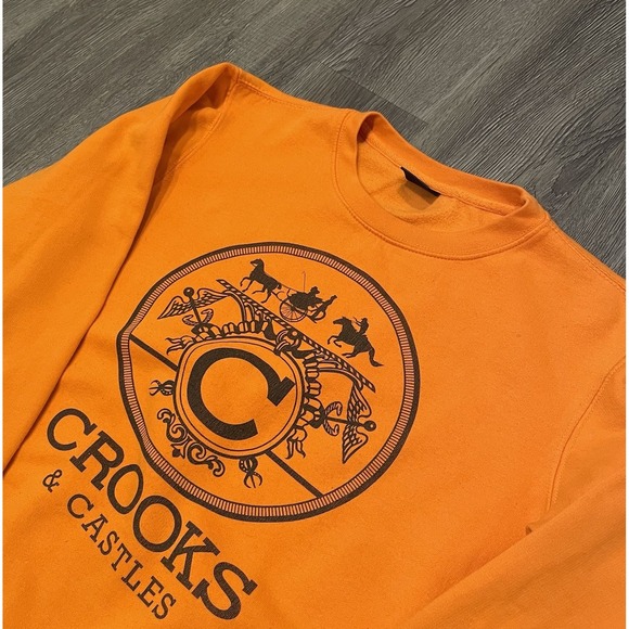 Crooks & Castles Other - Crooks‎ & Castles Mens Orange Graphic Logo Crewneck Sweatshirt Size Medium